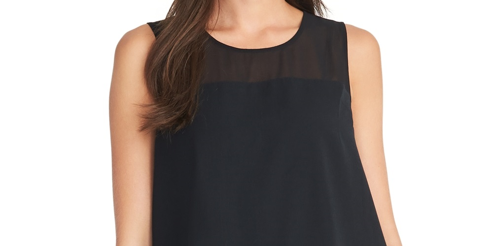 Rachel Roy Women's Mesh Yoke Sleeveless Top Black Size X-Large