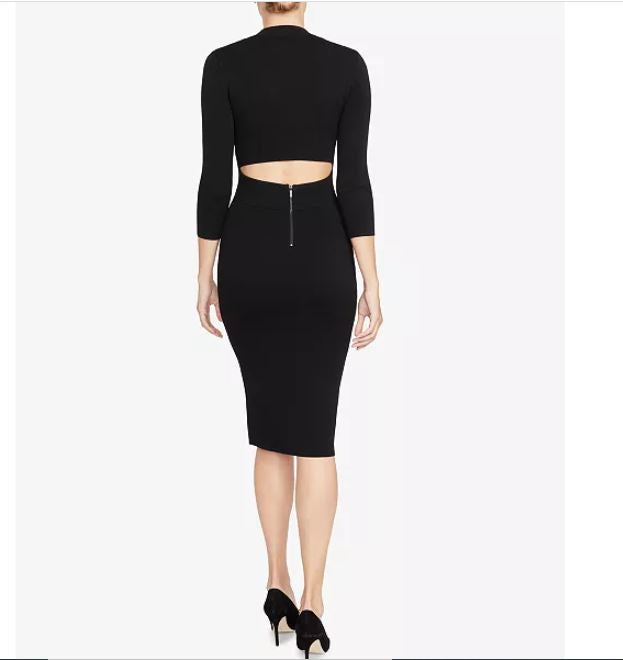 Rachel Roy Women's Back Cutout Sweater Dress Black Size Medium