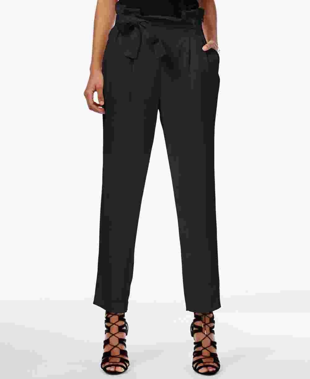 Rachel Roy Women's Paper Bag Tapered Pants Black Size 6