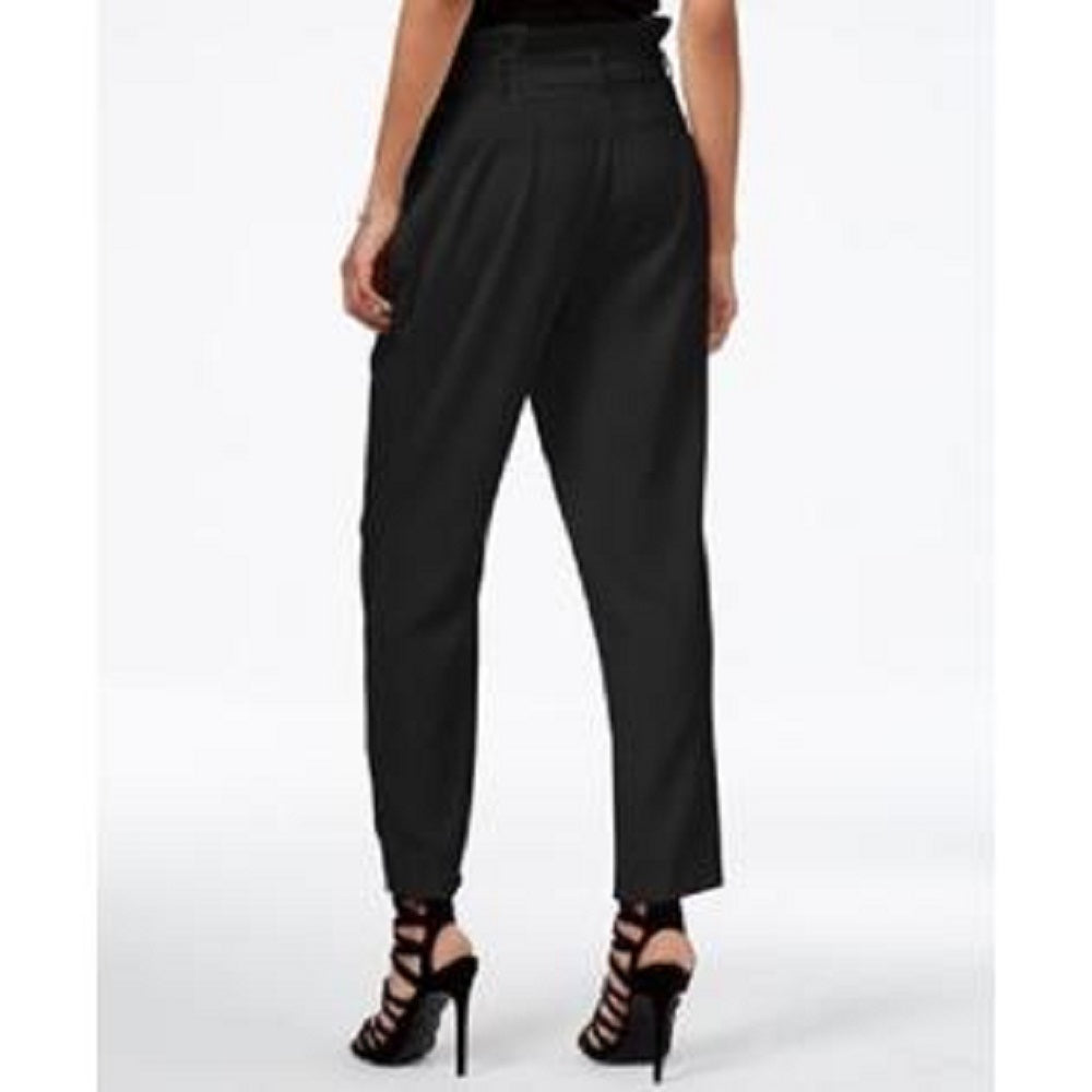 Rachel Roy Women's Paper Bag Tapered Pants Black Size 6
