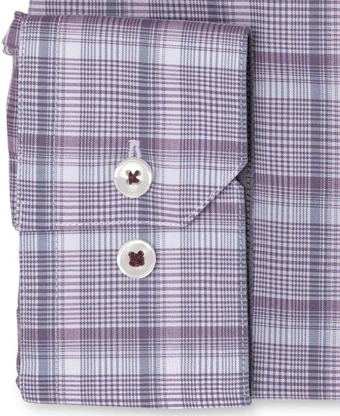 Ryan Seacrest Distinction Men's Ultimate Slim-Fit Non-Iron Performance Stretch Plaid Dress Shirt  Purple Size 32-33