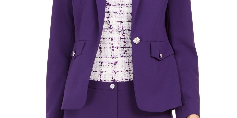 Calvin Klein Women's One-Button Blazer Purple Size 14