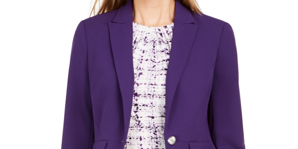 Calvin Klein Women's One-Button Blazer Purple Size 8
