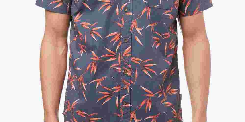 Jack O'Neill Men's Bamboo Short Sleeve Woven Shirt Blue Size X-Large