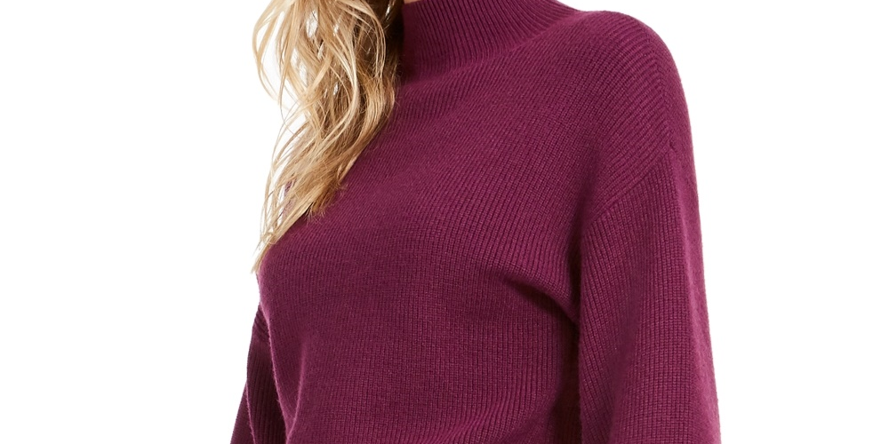 Lucy Paris Women's Cropped Mock Neck Sweater Purple Size Medium