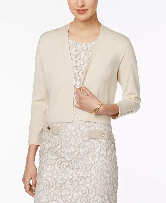 Tommy Hilfiger Women's Button Sleeve Cardigan White Size Small