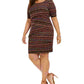 Connected Women's Plus Size Geo-Print Zigzag Sheath Dress Rust copper Size Petite Small