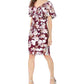 Connected Women's Mesh Flounce Dress  Wine Size 14 Petite