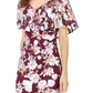 Connected Women's Mesh Flounce Dress  Wine Size 14 Petite