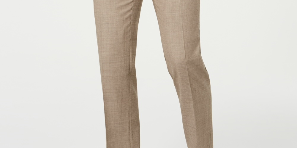 Tommy Hilfiger Men's Modern Fit THFlex Stretch Tan Sharkskin Suit Separate Pants Beige Size 32X30