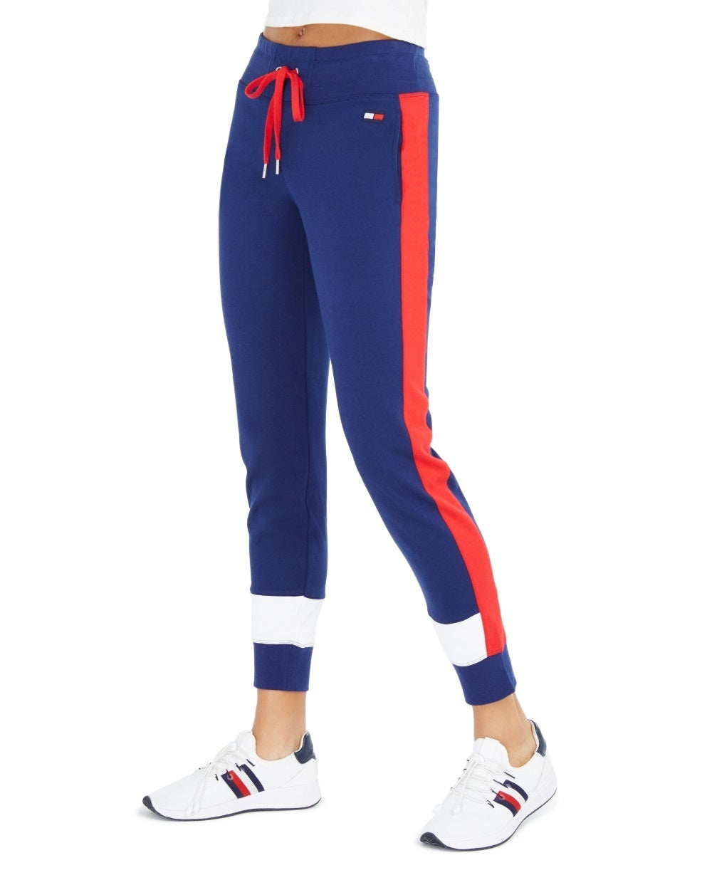 Tommy Hilfiger Sport Women's Colorblocked Jogger Pants Blue Size Medium