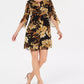 Connected Women's Petite Floral Chiffon Keyhole Dress Dark Yellow Size 4P