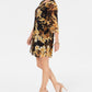 Connected Women's Petite Floral Chiffon Keyhole Dress Dark Yellow Size 4P