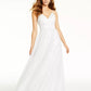 Crystal Doll Juniors' Sequin V-Neck Gown White Size 11
