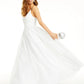 Crystal Doll Juniors' Sequin V-Neck Gown White Size 11