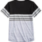 Univibe Big Boys Kid Colorblocked Stripe V-Neck T-Shirt Black Size Large