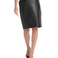 DKNY Women's Faux-Leather Pencil Skirt Black Size 16