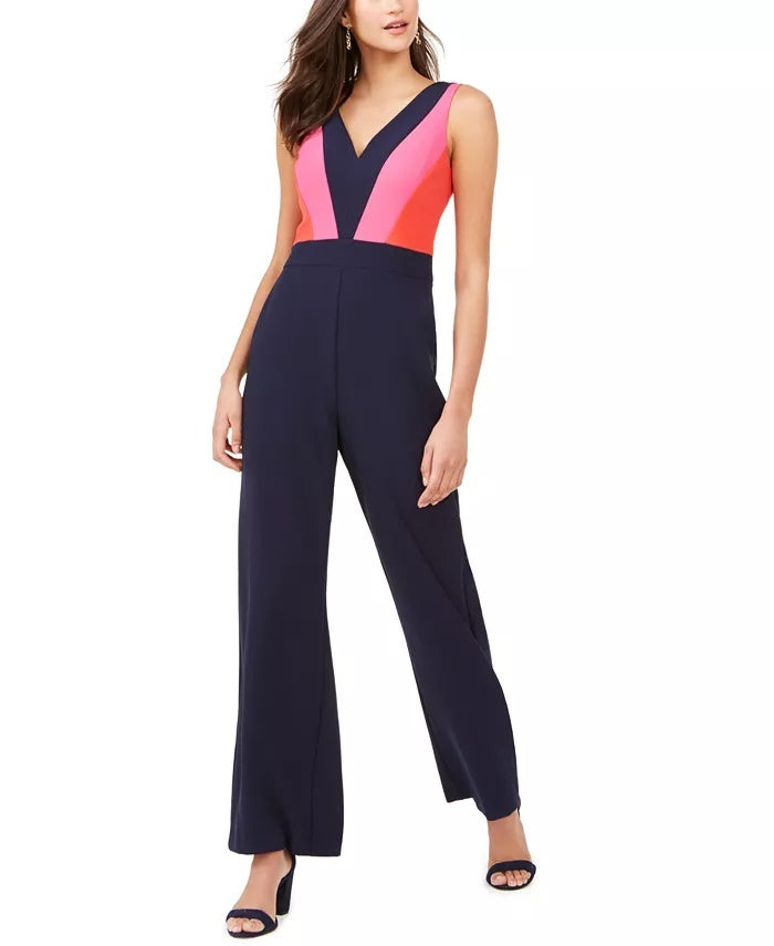 Vince Camuto Women's Colorblocked Jumpsuit Blue Size 14
