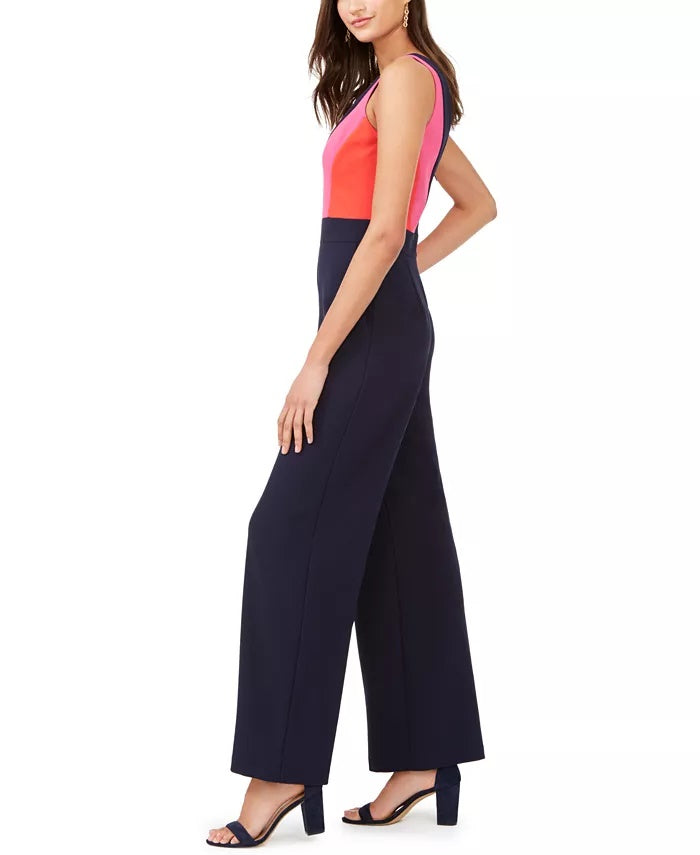 Vince Camuto Women's Colorblocked Jumpsuit Blue Size 14
