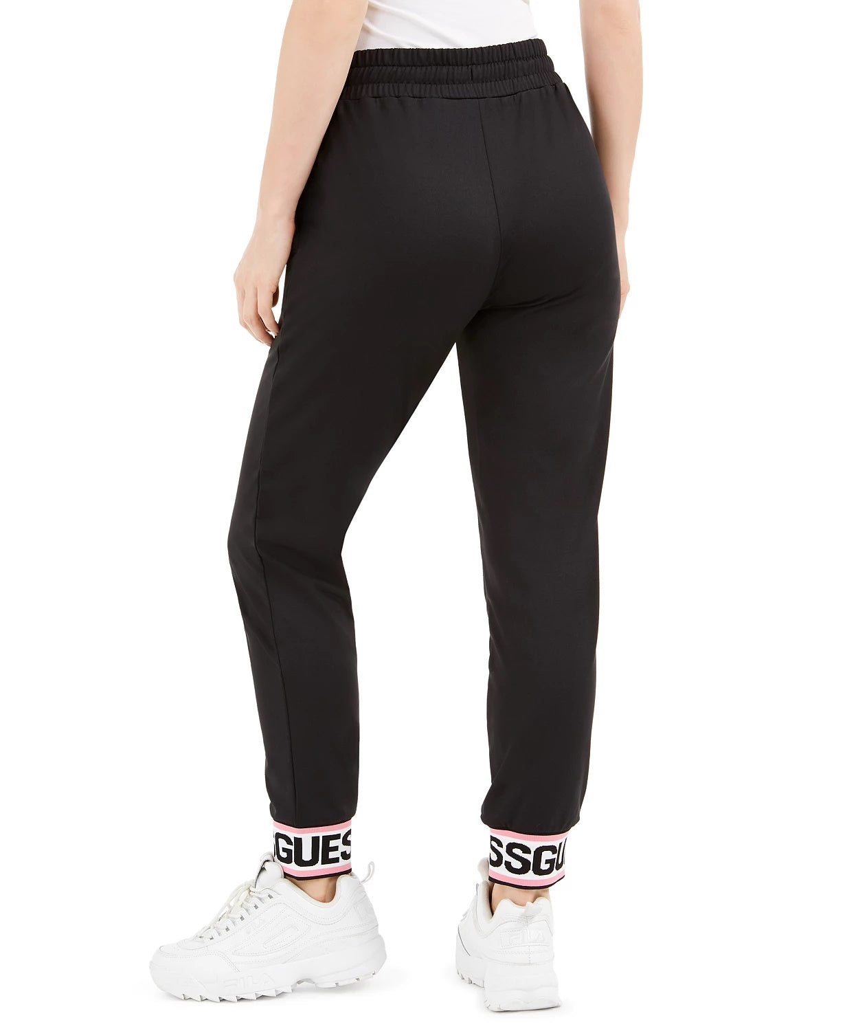 GUESS Women's Nina Logo-Hem Jogger Pants Black Size Extra Large