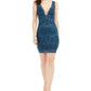 Guess Women's Marisol Lace Floral Party Dress Blue Size X-Small