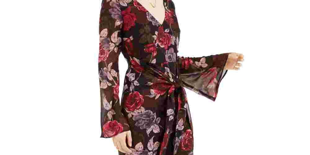 Guess Women's Maiya Floral Print Dress Grey Size Small