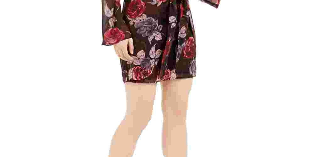 Guess Women's Maiya Floral Print Dress Grey Size Small