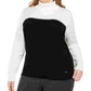 Calvin Klein Women's Plus Size Colorblocked Turtleneck Sweater White Size 1X