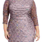 NY Collection Women's Plus Size Printed Double Slit Maxi Dress Purple Size 1X