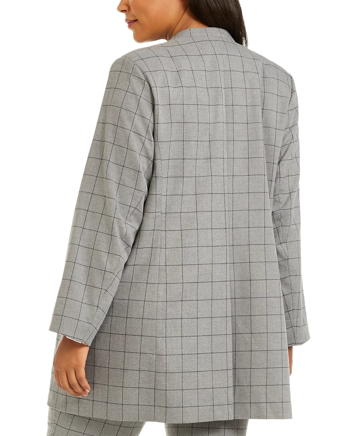 Calvin Klein Women's Plus Size Windowpane Topper Jacket Gray Size 20W
