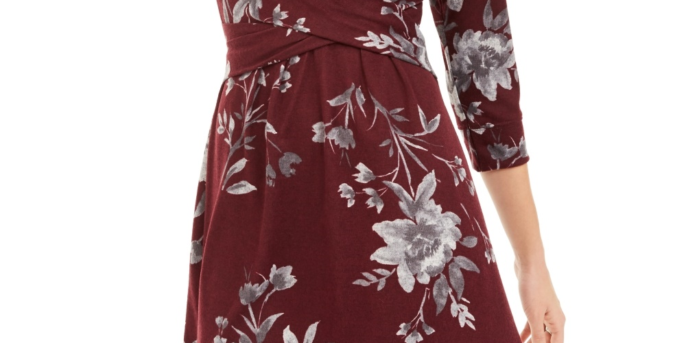 Be Bop Junior's Floral Print Twist Front Dress Purple Size Small