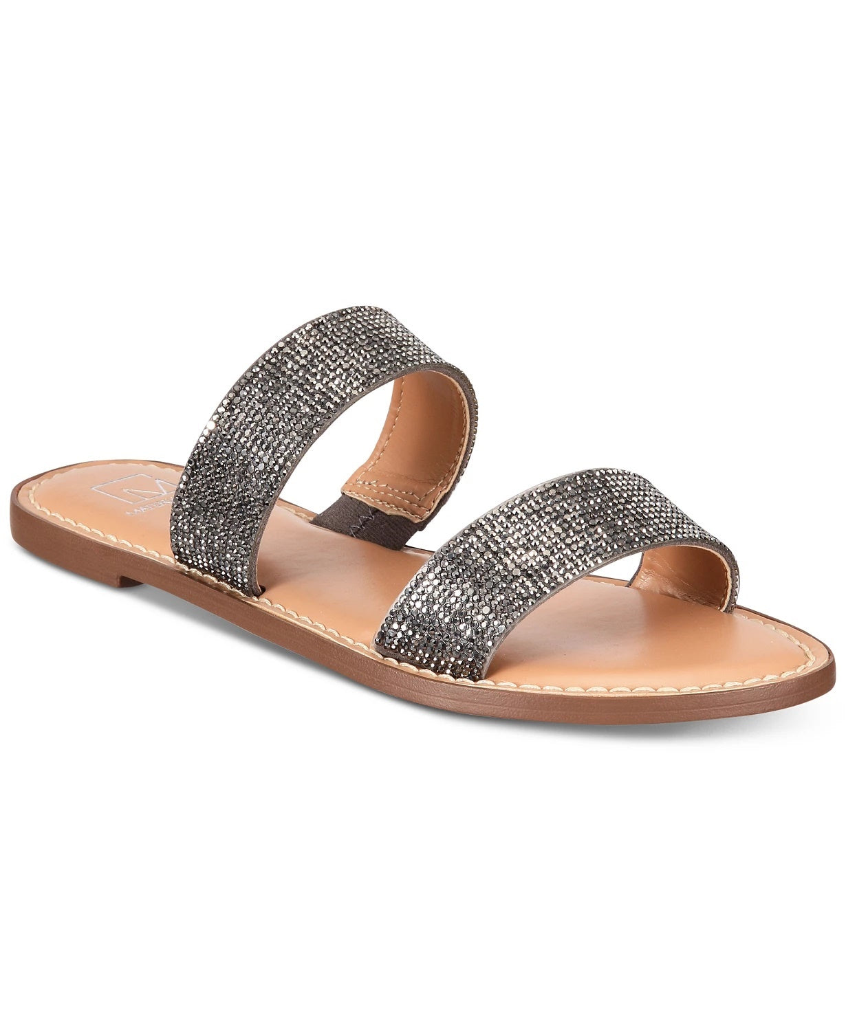 Material Girl Women's Ginnie Open Toe Slide Flats Gray Size 6.5 M