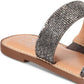 Material Girl Women's Ginnie Open Toe Slide Flats Gray Size 6.5 M