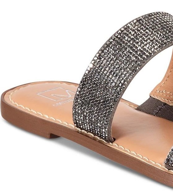 Material Girl Women's Ginnie Open Toe Slide Flats Gray Size 6.5 M