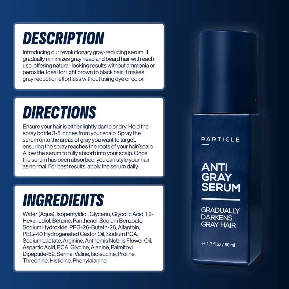 Particle Anti-Gray Serum Gradually Reduces Gray Hair Without Dye
