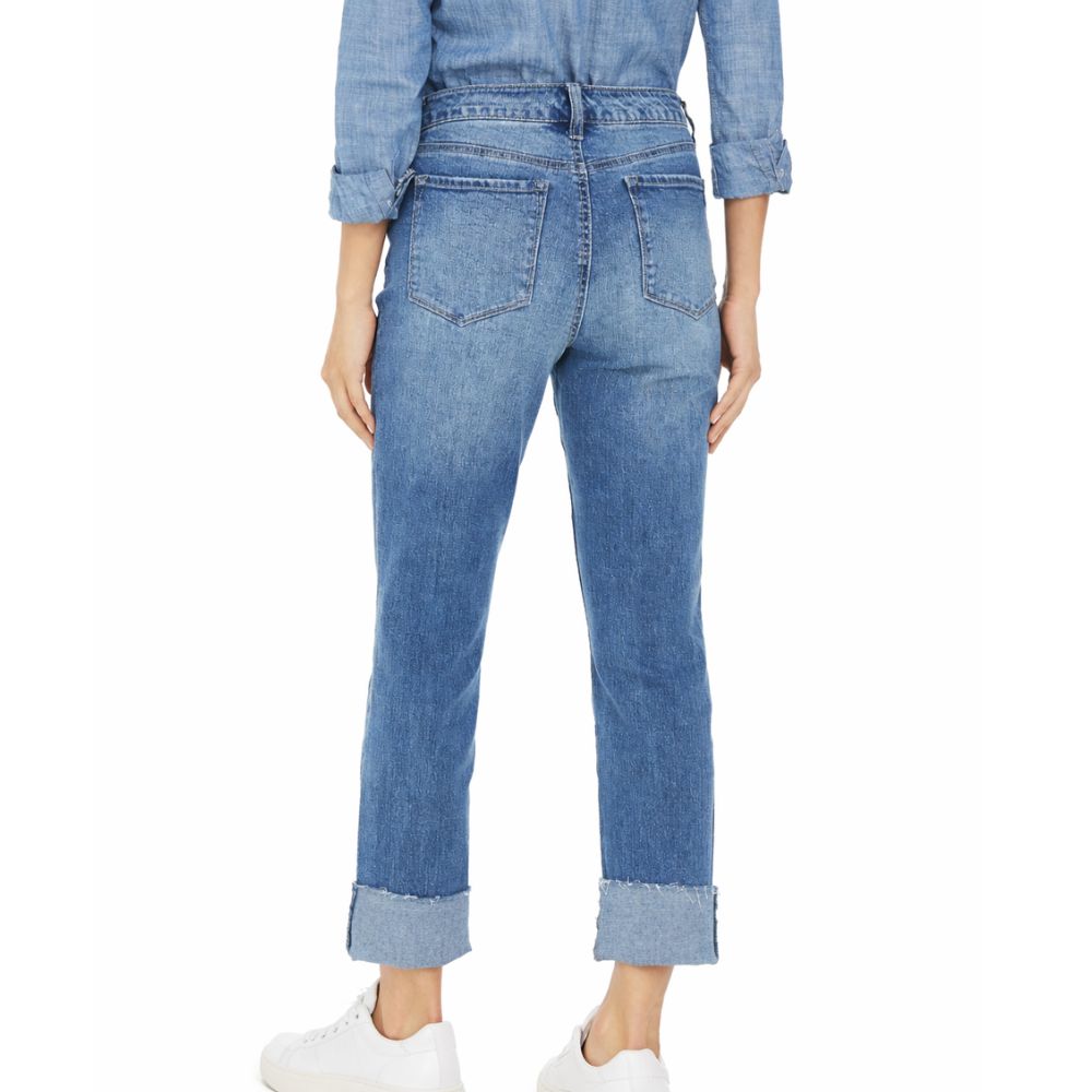 Style & Co Women's Ripped Crop Straight Jeans Blue Size 2