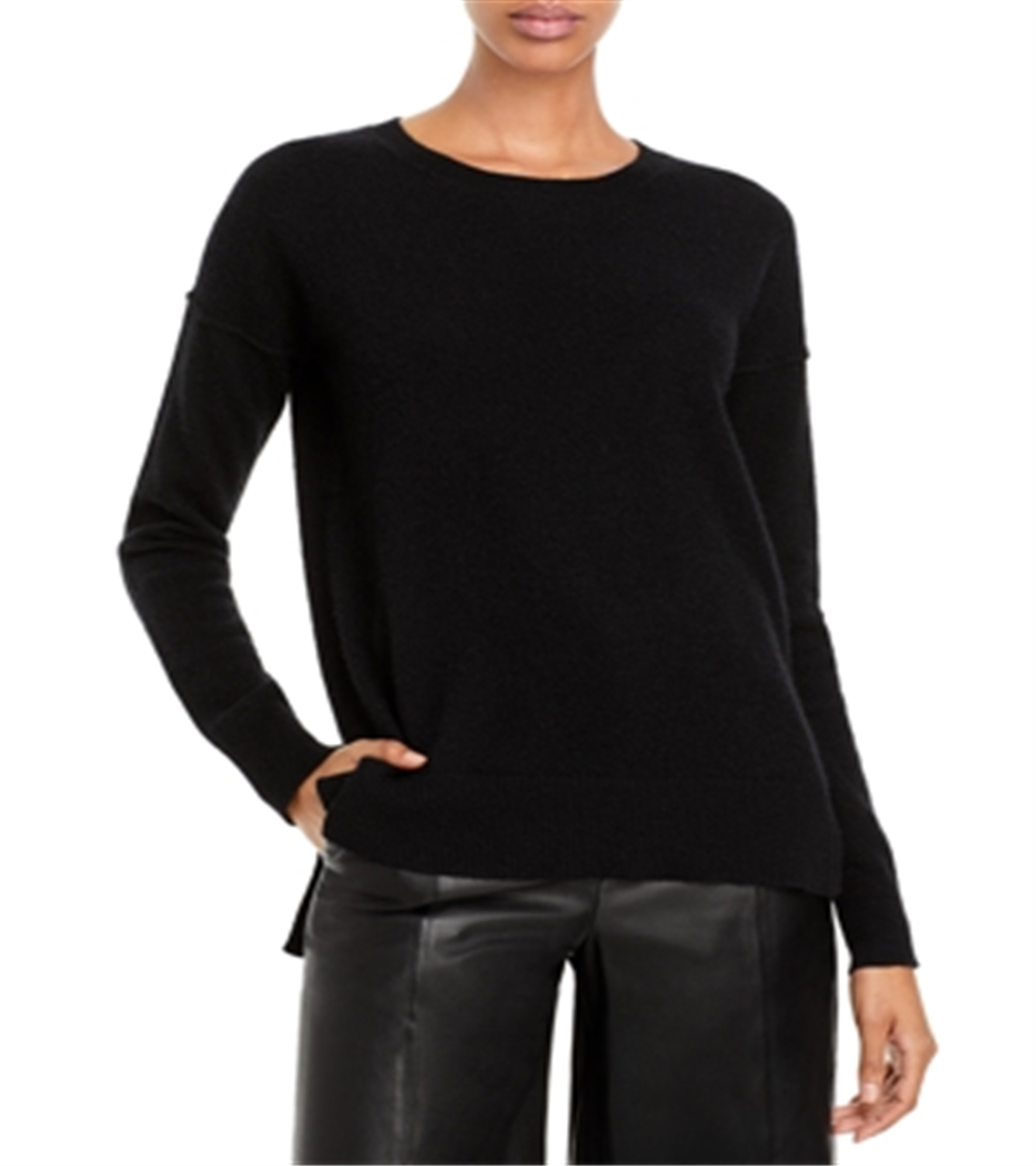 Aqua Cashmere High Low Cashmere Sweater Black Size M