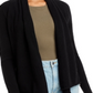 Aqua Cashmere Draped Open-Front Cashmere Cardigan Black Size S