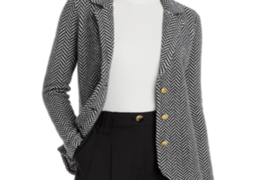 C by Bloomingdale's Cashmere Notch Lapel Cashmere Blazer Black Size S