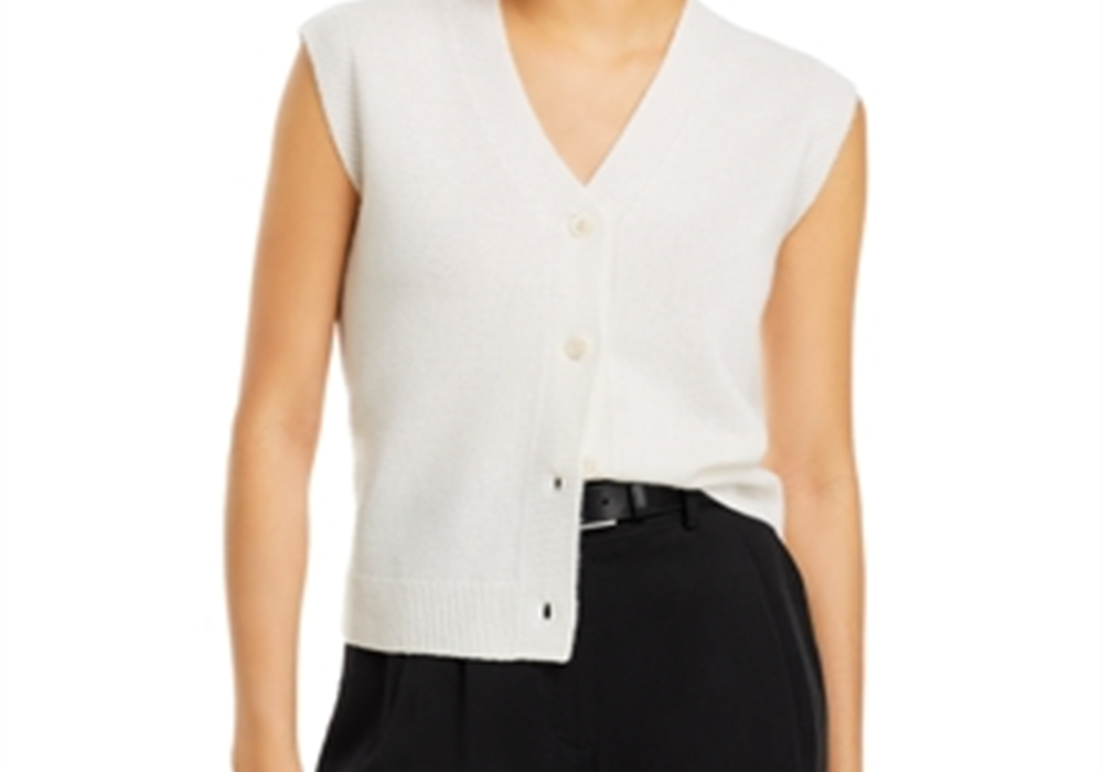 C by Bloomingdale's Cashmere Buttoned Vest Ivory