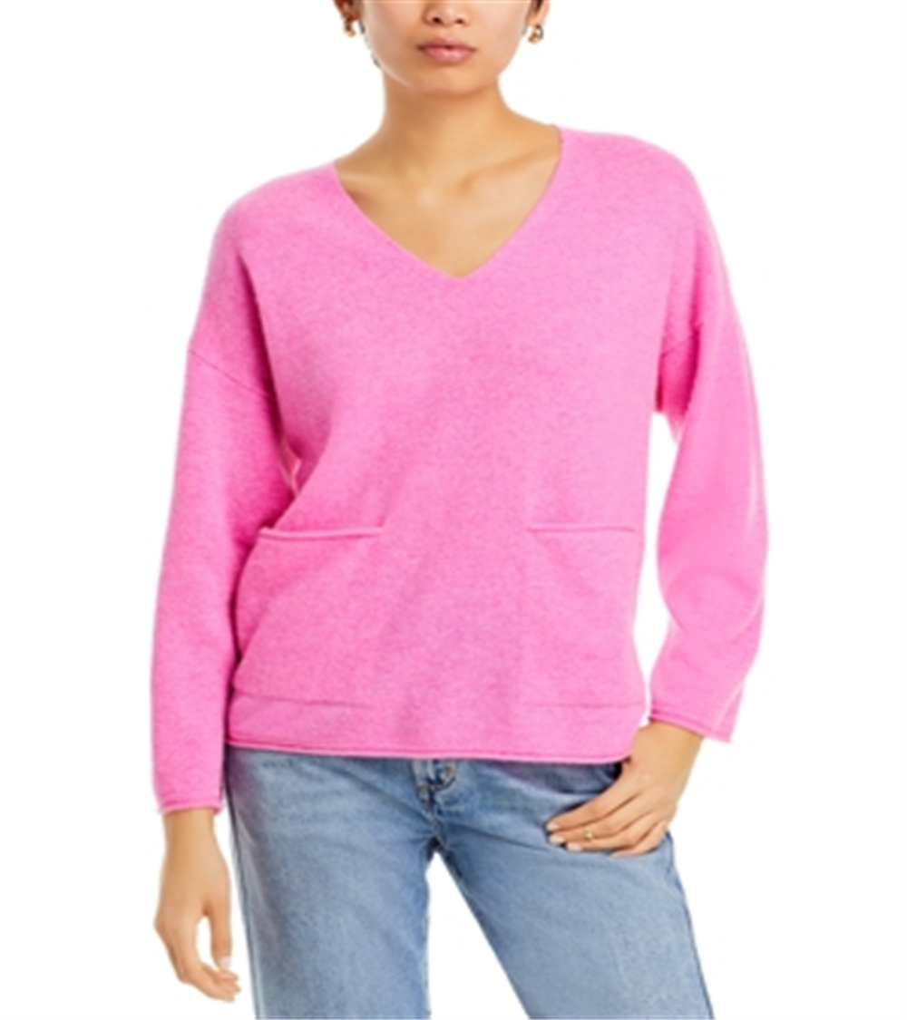 C by Bloomingdale's Cashmere Baja V Neck Sweater Pink Size XL