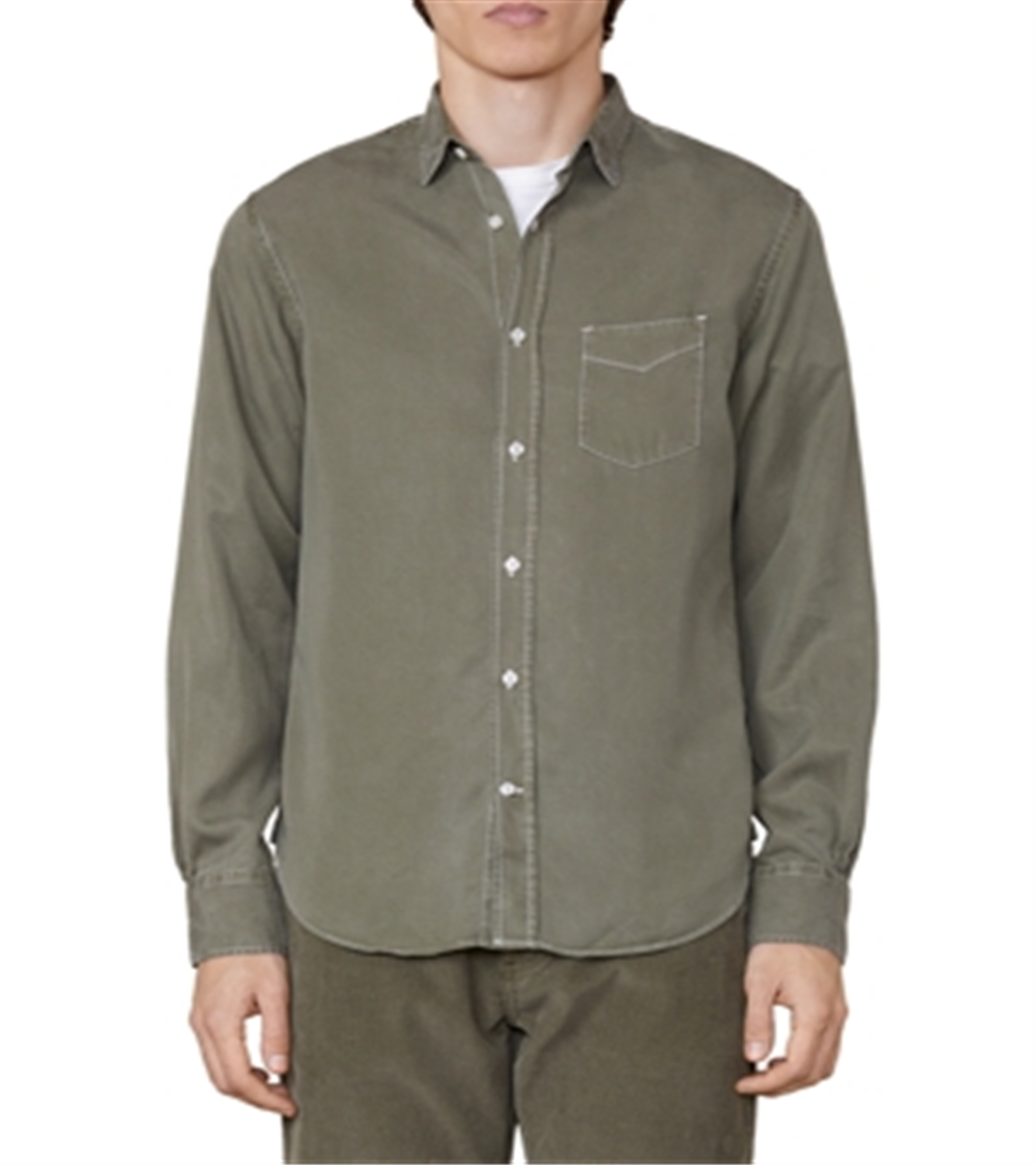 Officine Generale Lipp Garment Dyed Button Down Shirt Green Size M