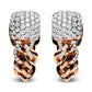 18K Rose Gold 3/4 Cttw Round Diamond Pave Cuban Chain Huggie Earrings (G-H Color, SI1-SI2 Clarity)