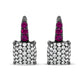 Black Rhodium Plated 18K White Gold 7/8 Cttw Round Diamond and Graduated Red Ruby Drop Earrings (F-G Color, VS1-VS2 Clarity)
