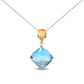 18K White and Yellow Gold Diamond Accent and Yellow Citrine and Sky Blue Topaz Gemstone Dangle Drop 18" Pendant Necklace (G-H Color, SI1-SI2 Clarity)