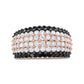 18K Rose Gold 2 1/5 Cttw Black and White Diamond 6 Row Band Ring (F-G and Black Color, VS1-VS2 Clarity) - Ring Size 7