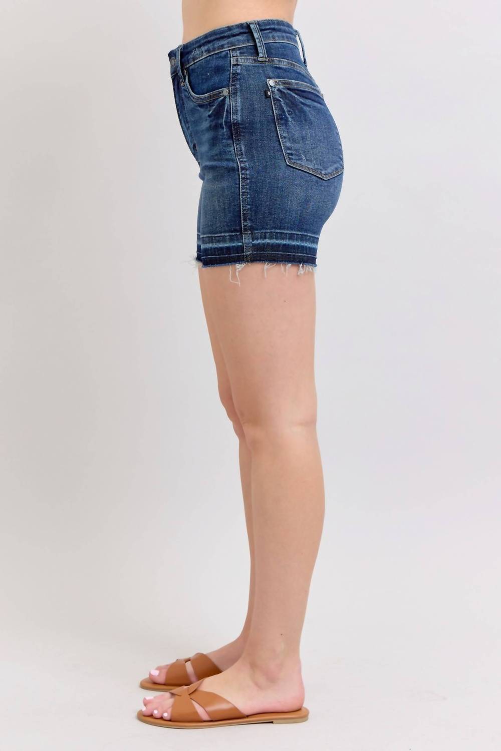 Judy Blue - High Waist Tummy Control Destroy Release Hem Denim Short