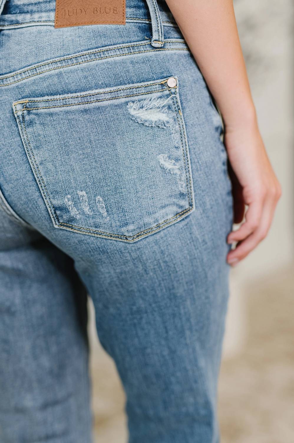 Judy Blue - Mid Rise Destroy Hem Bootcut Jeans