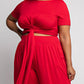 The Curve La - Plus Size Wrap Around Short Sleeve Top And Pants Set