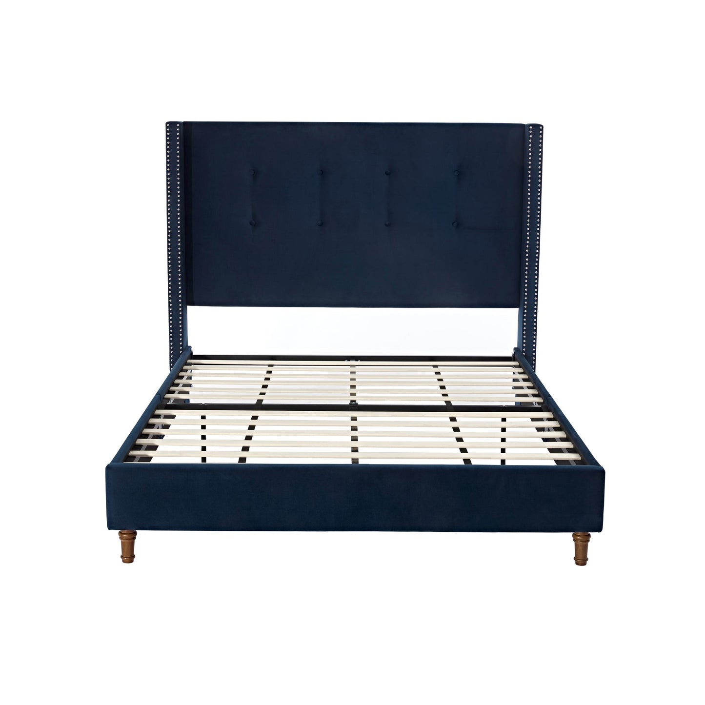 Peyton Upholstered Queen Bed with Blue Velvet